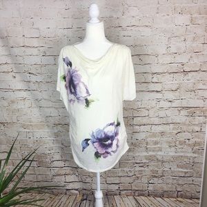Anthropologie T. la Calpernia Ivory Floral Blouse